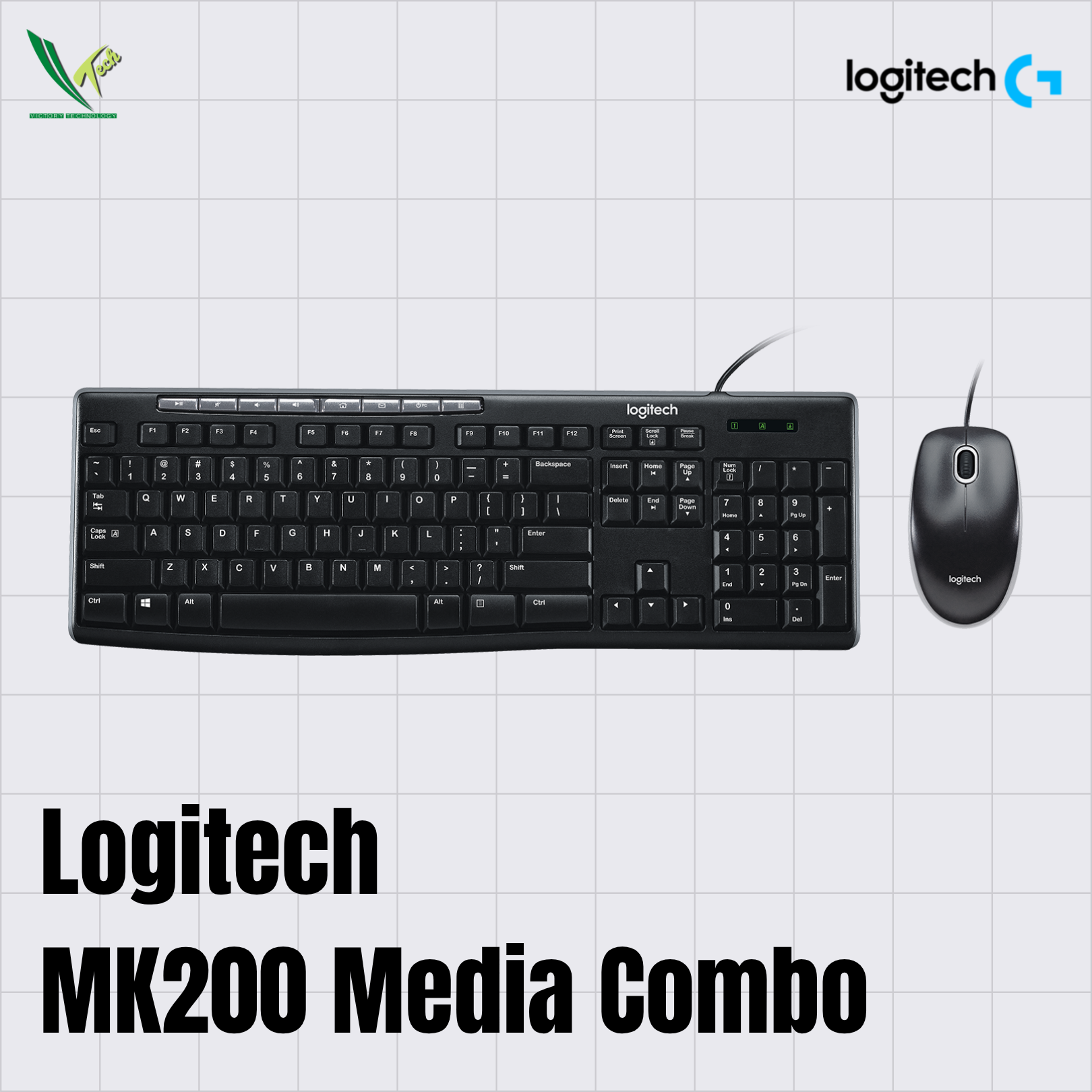Logitech MK200 Media Corded Keyboard and Mouse Combo